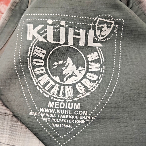 Kuhl Shirt Mens M Gray Plaid Double Pockets Hiking Outdoor Pearl Snap Button - Picture 3 of 7